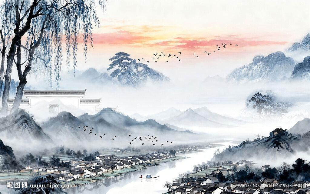 高档 爆款简约山水 TIF分层