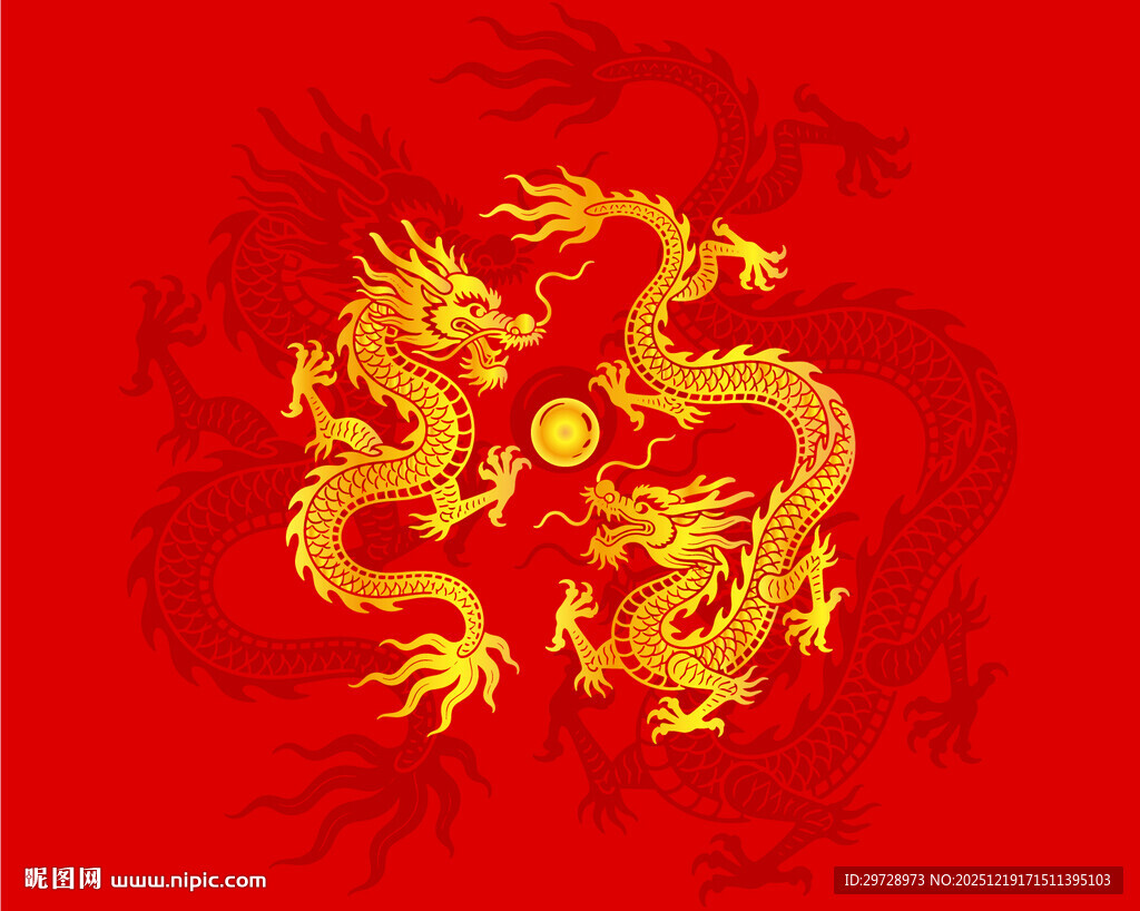 双龙戏珠吉祥纹理