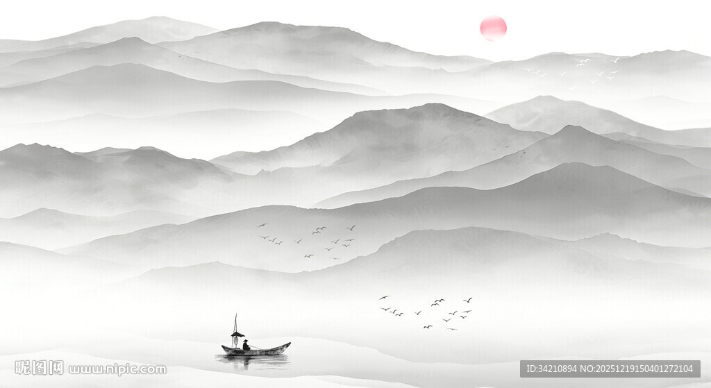 客厅水墨山水画