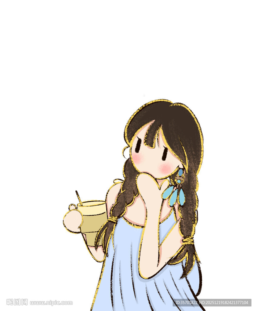 持杯少女的甜美瞬间