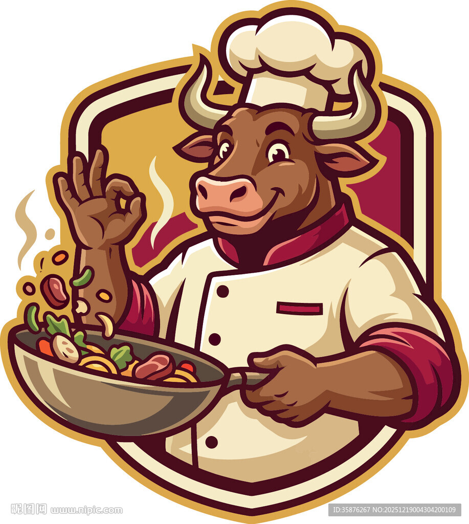 牛厨师烹饪美味佳肴