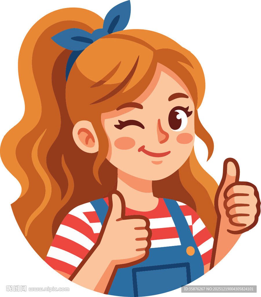 微笑女孩竖大拇指点赞