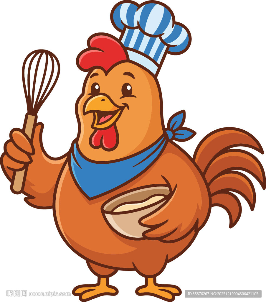 公鸡厨师手持打蛋器