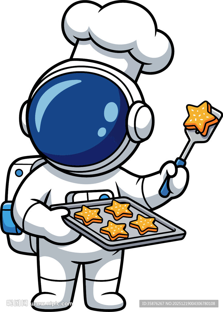 宇航员厨师烤制星星饼干