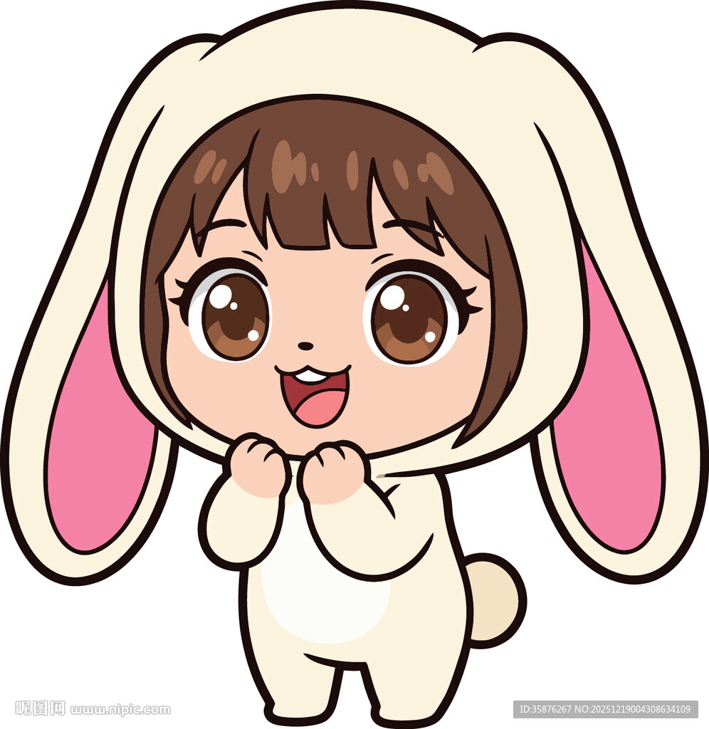 穿兔装的可爱小女孩