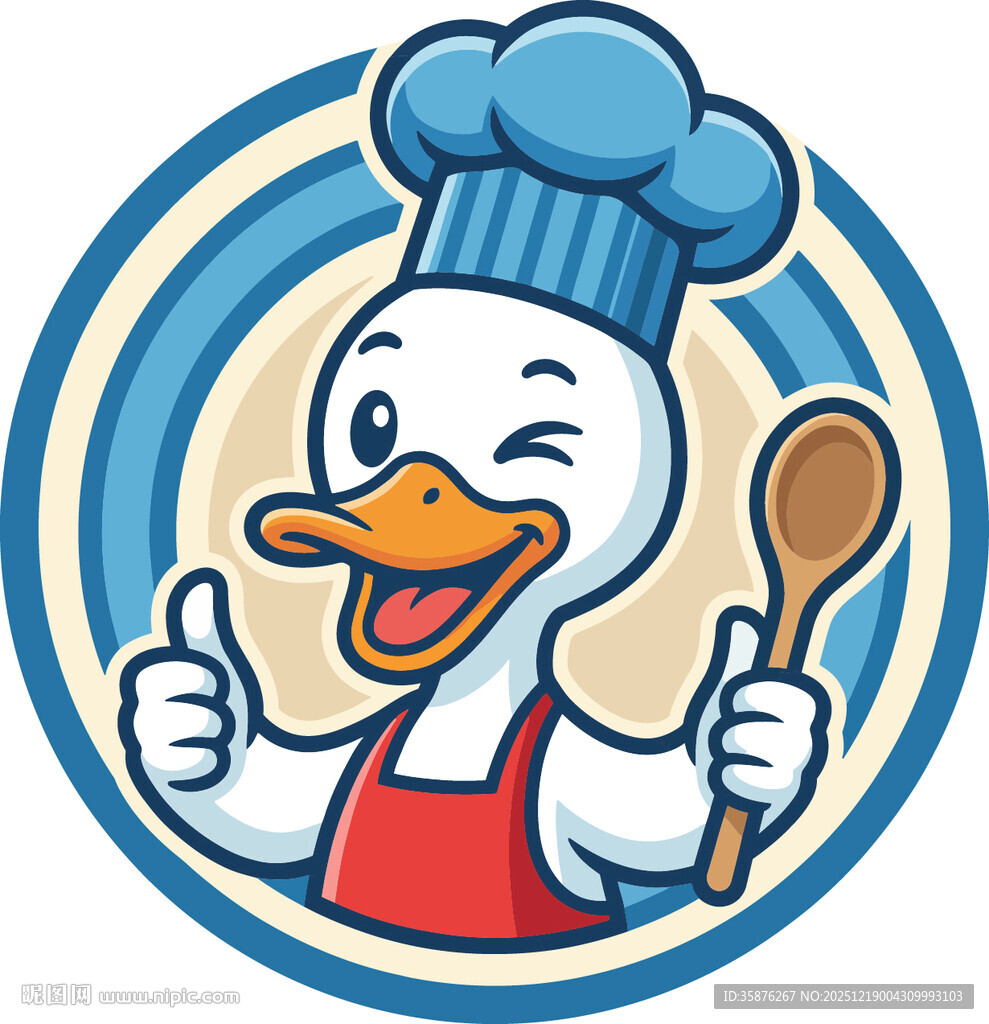 卡通厨师鸭形象展示