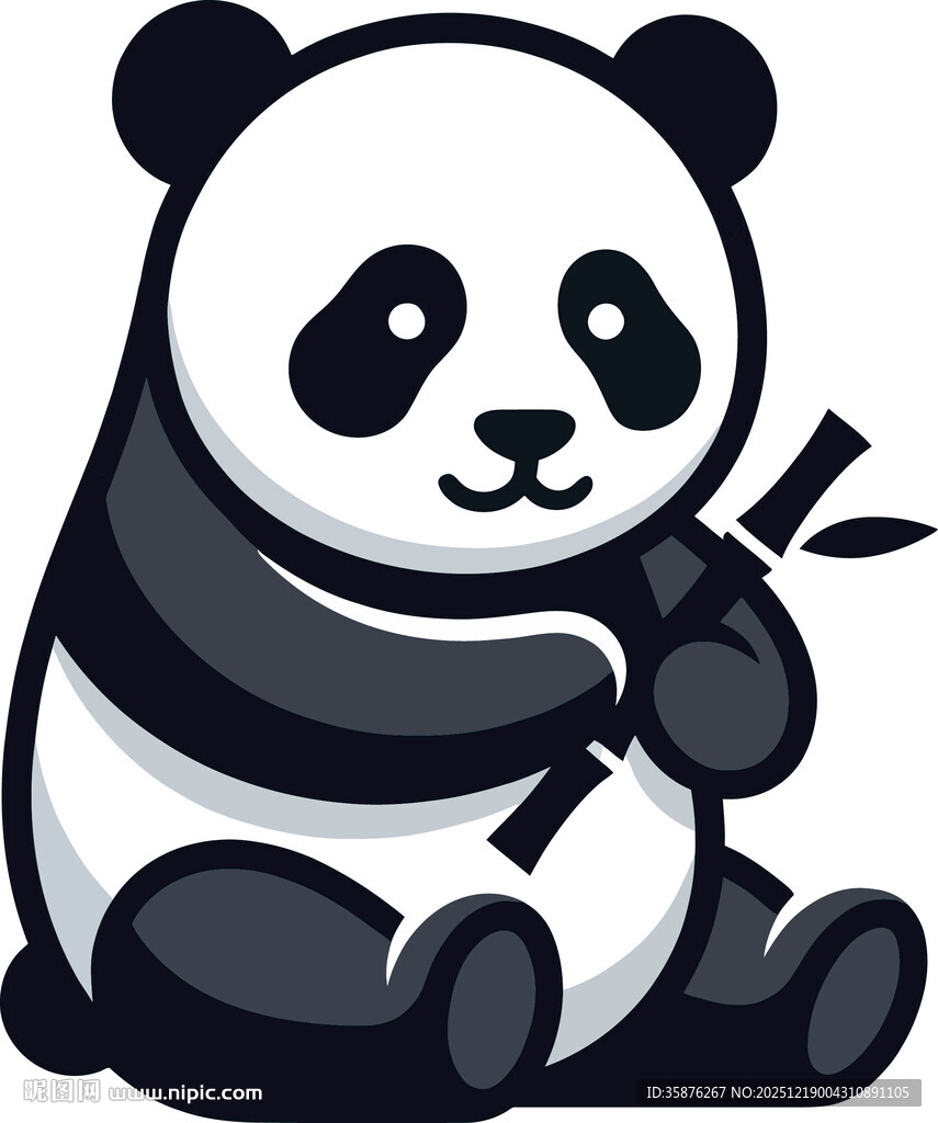 坐着吃竹子的可爱熊猫