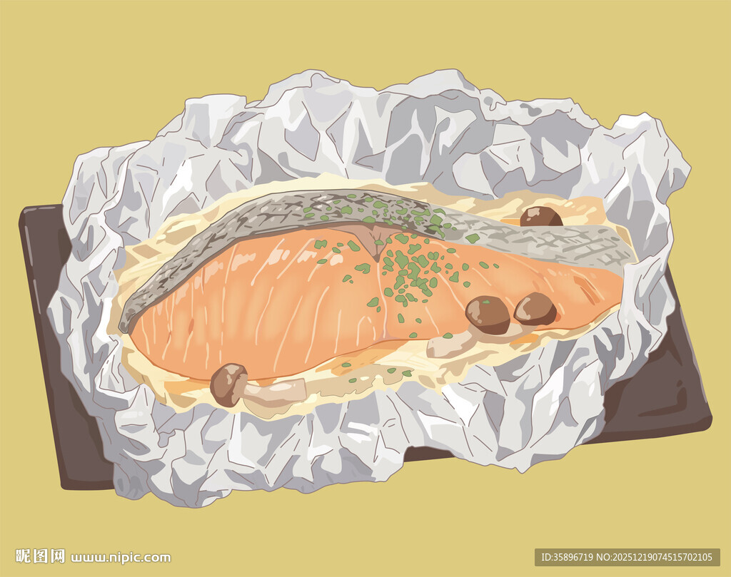 锡纸包裹的美味三文鱼