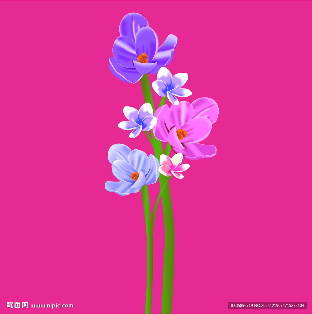 粉色背景下的多彩花朵