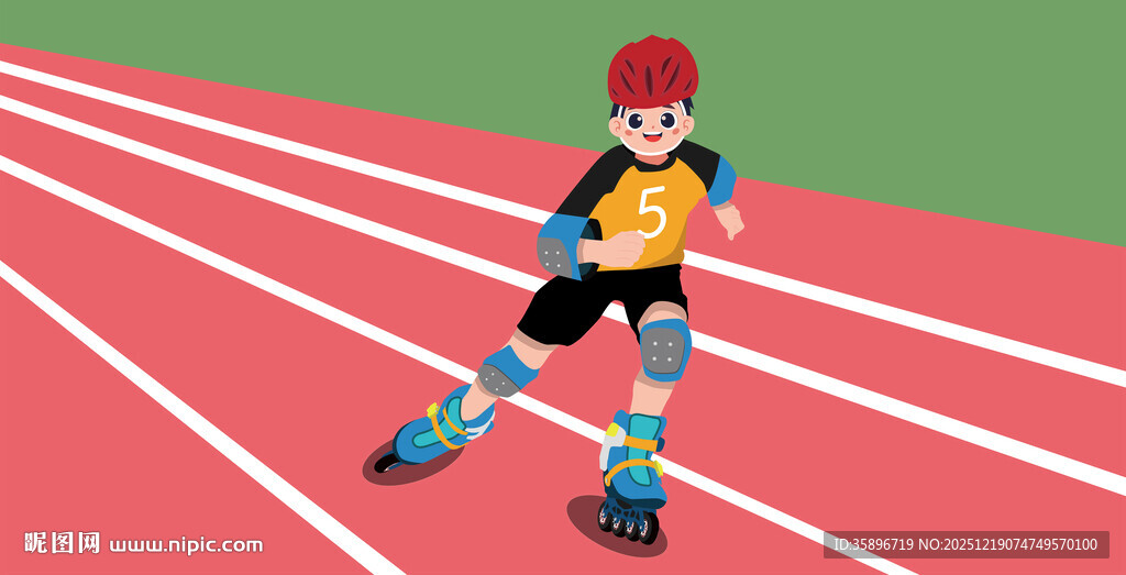 少年在跑道上轮滑