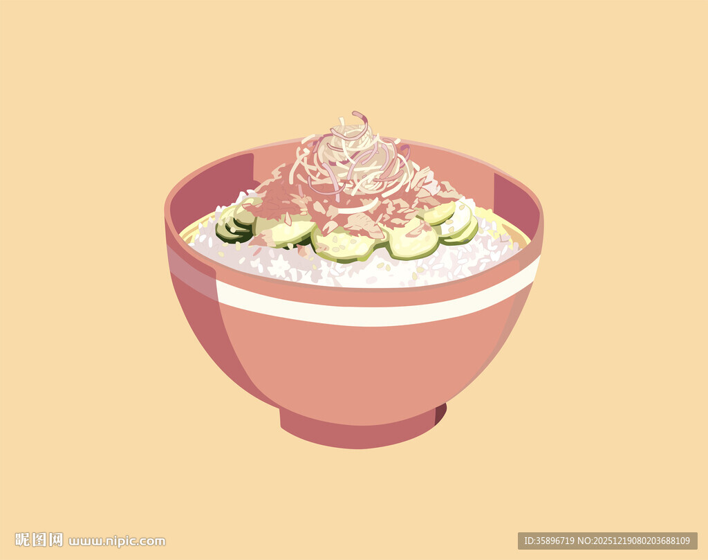 粉色碗装冰茶泡饭美食