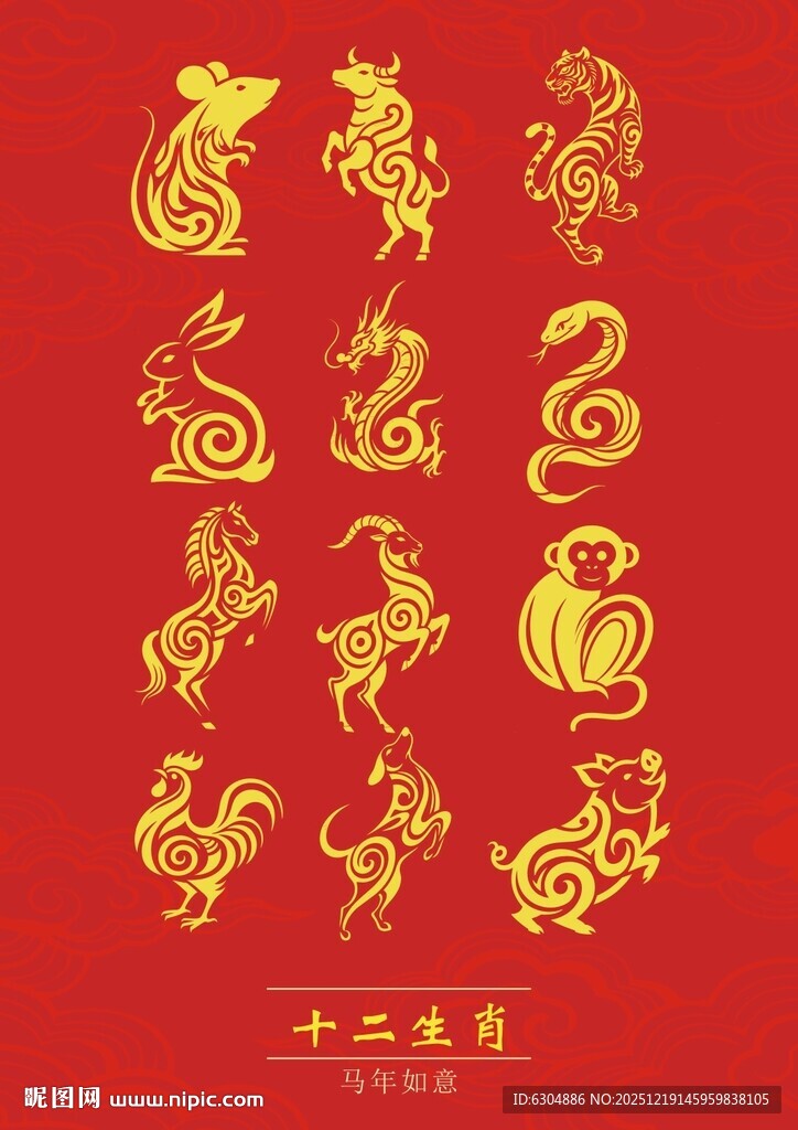 中国传统图案十二生肖传统纹样