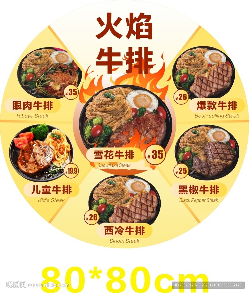 火焰牛排美食展示图