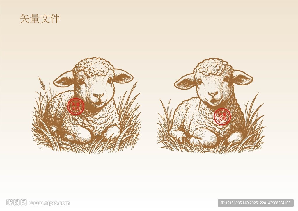 手绘羊插画