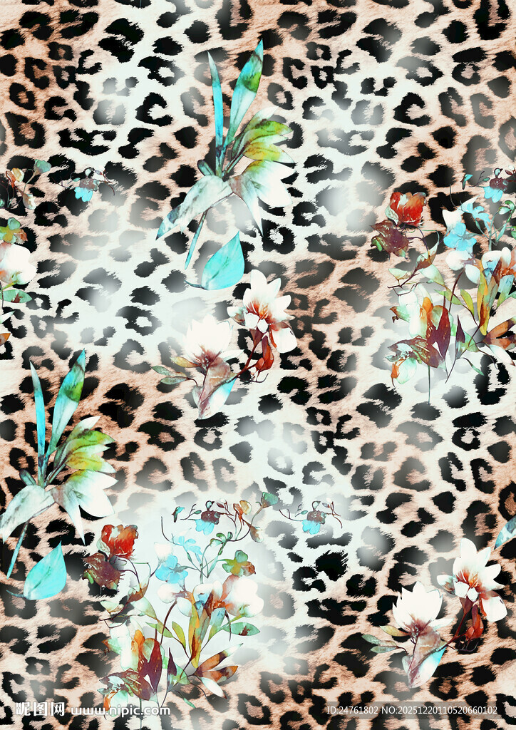 豹纹手绘花