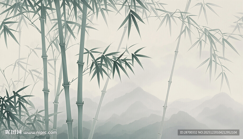 新中式水墨竹林背景