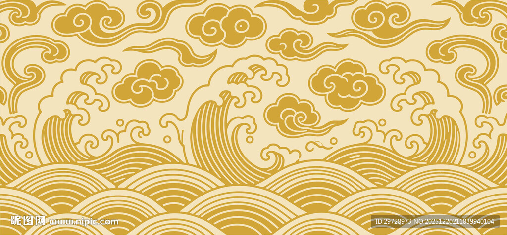 中式传统海浪纹精美图案