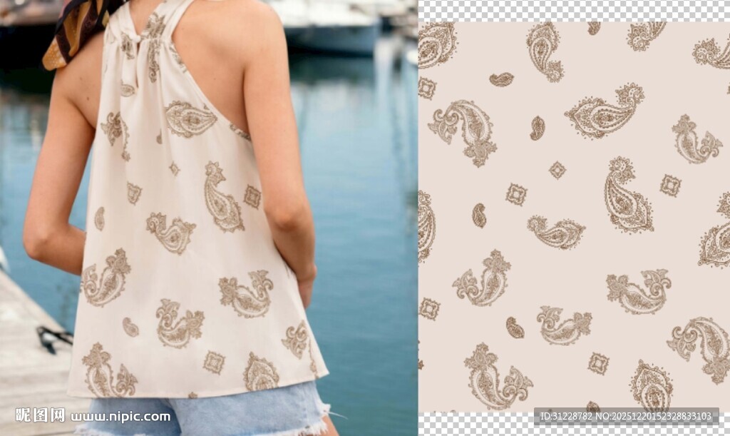 复古佩斯利花纹   腰果