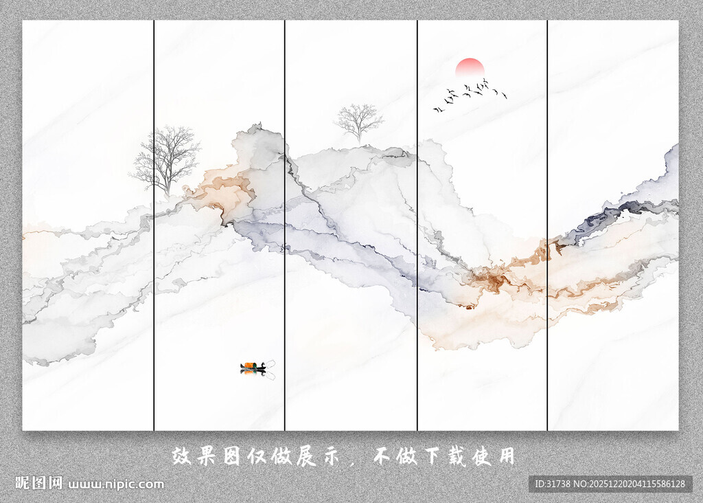 抽象线条水墨大理石背景墙