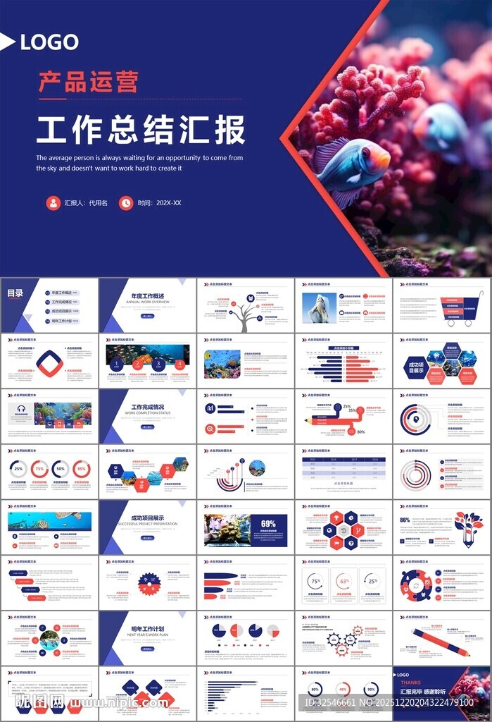 海底世界水族馆动态PPT模板