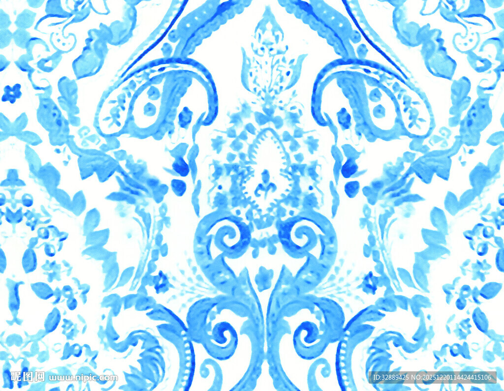 蓝白花纹精美装饰图案