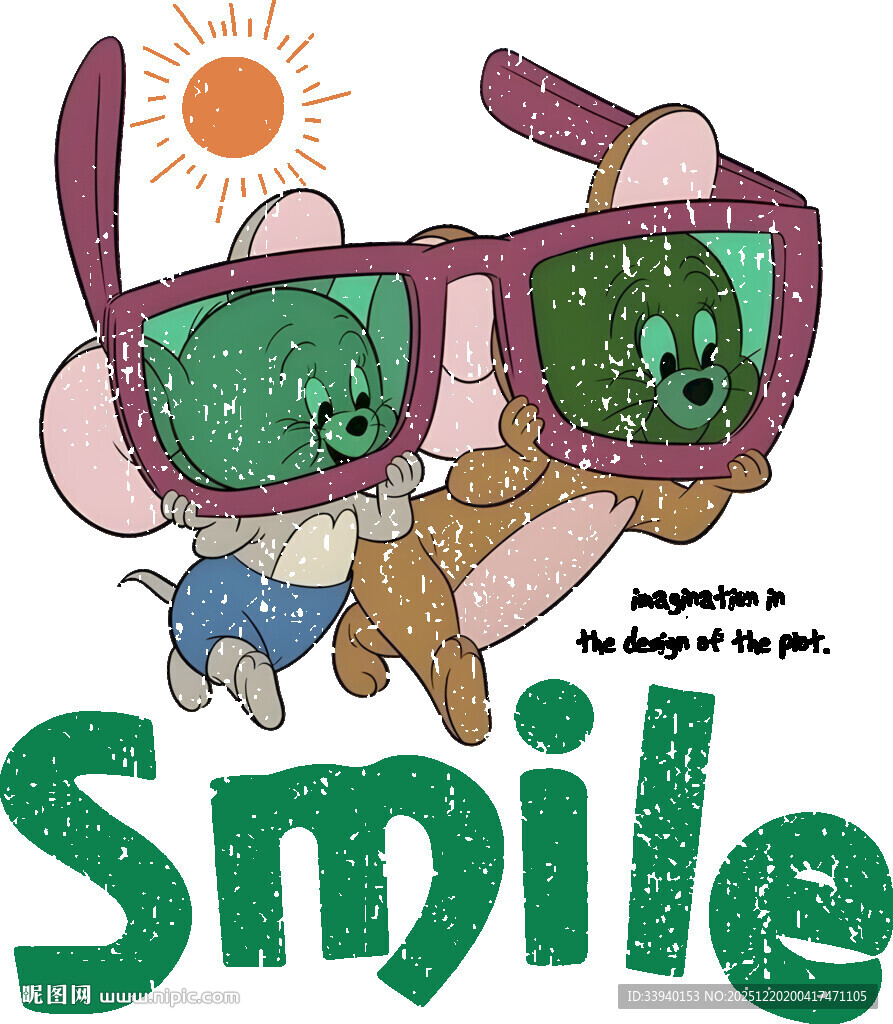戴墨镜小鼠微笑插画