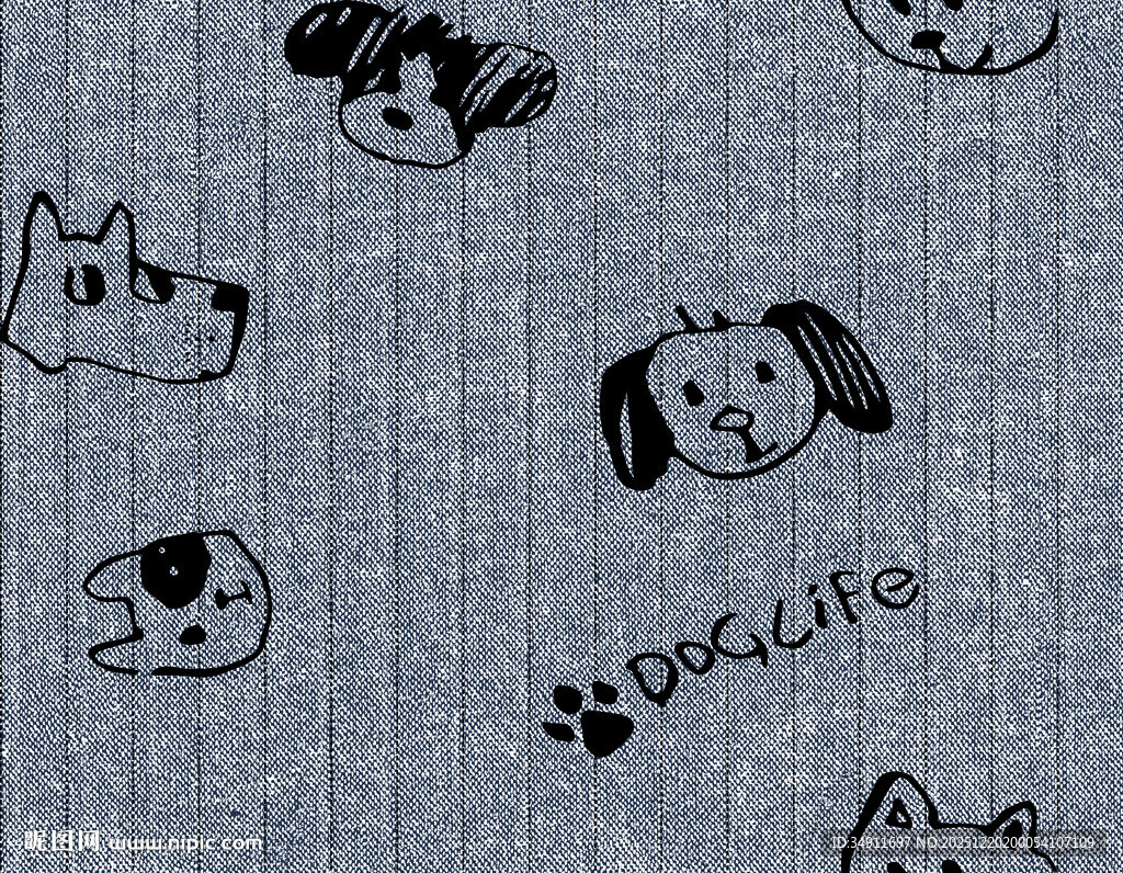 狗狗图案灰色布料