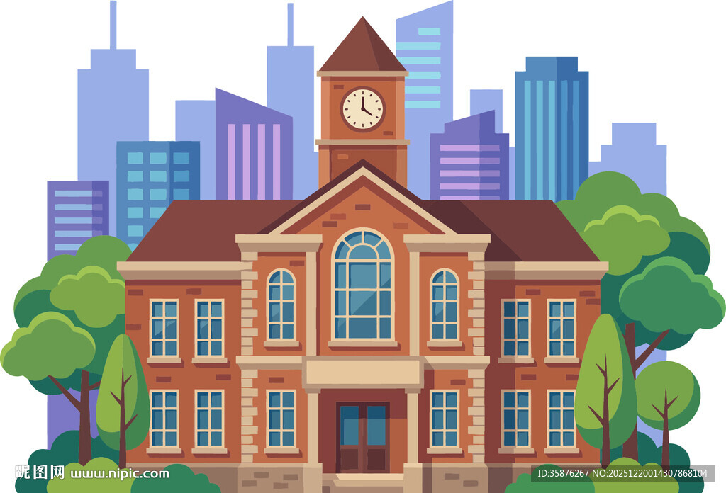 复古风格的城市学校建筑