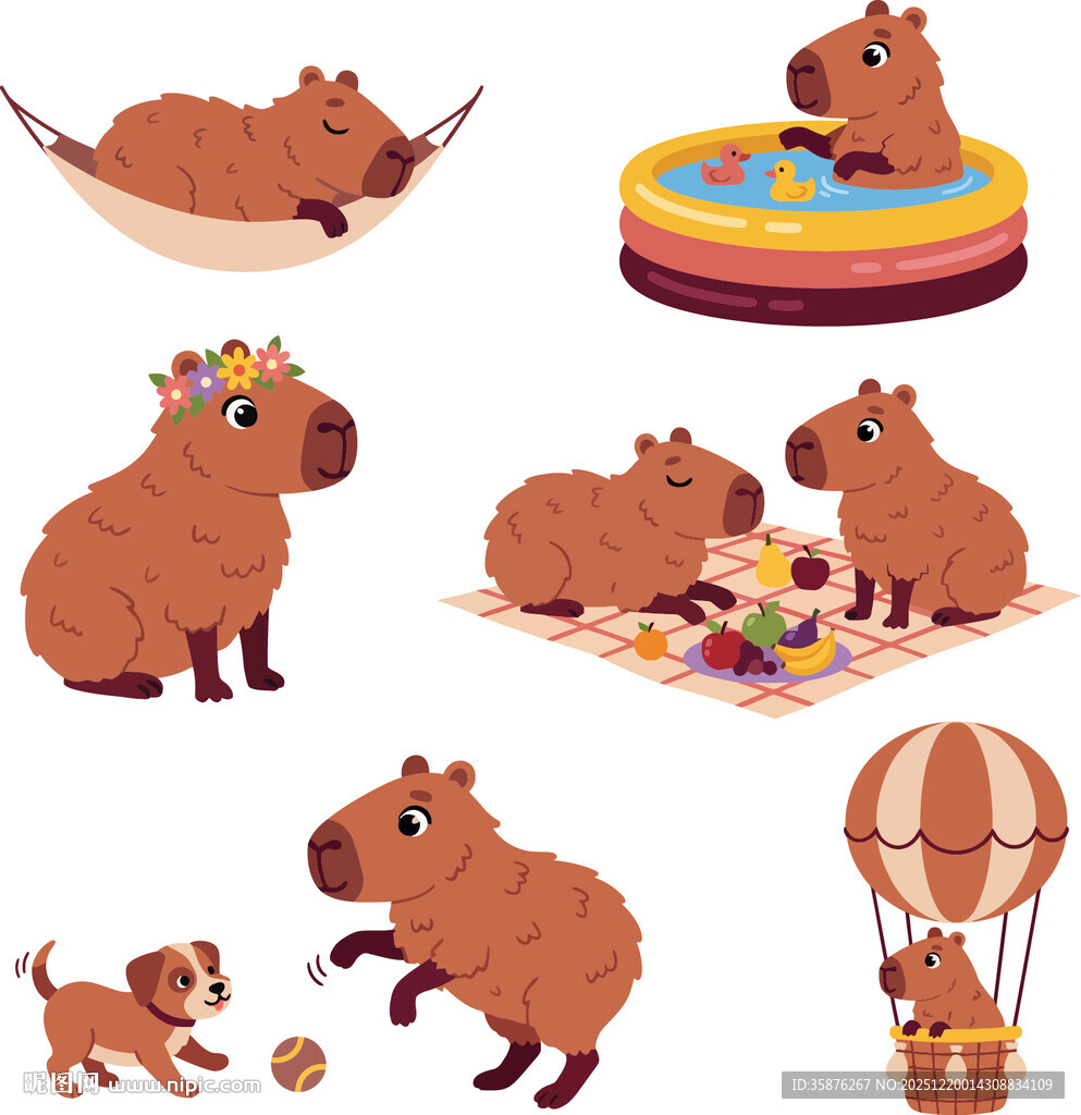 可爱河马的趣味生活场景