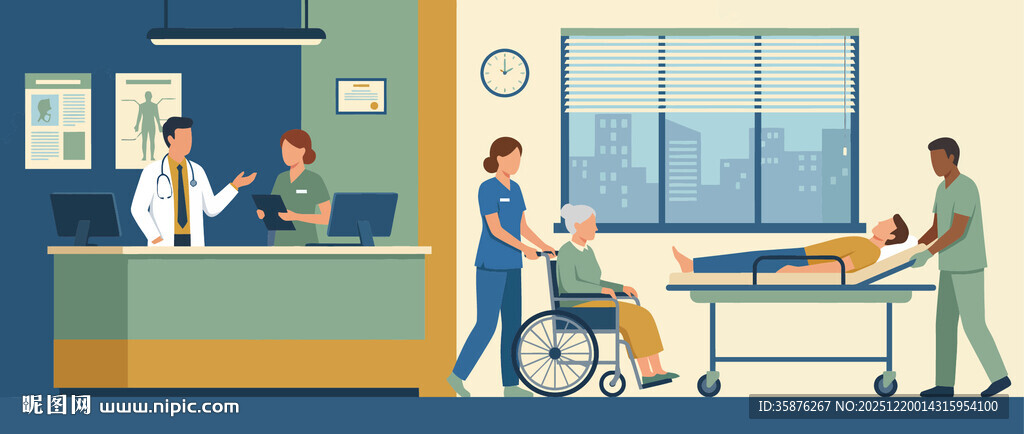医院场景中的医护与患者