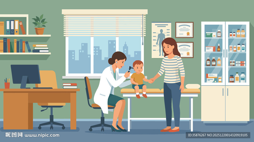 医生为儿童检查身体场景