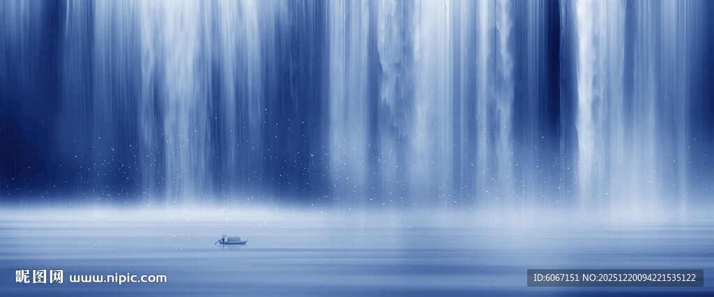 高山流水瀑布山水图