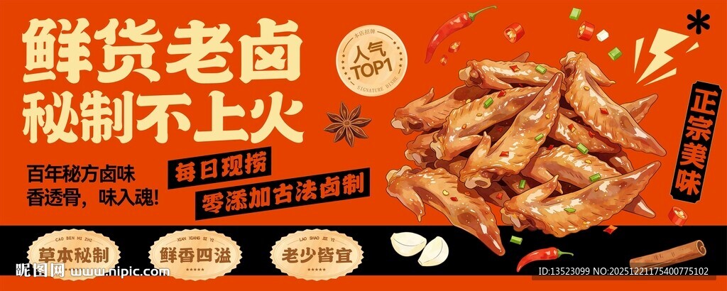 鲜货老卤秘制鸭翅尖海报展板