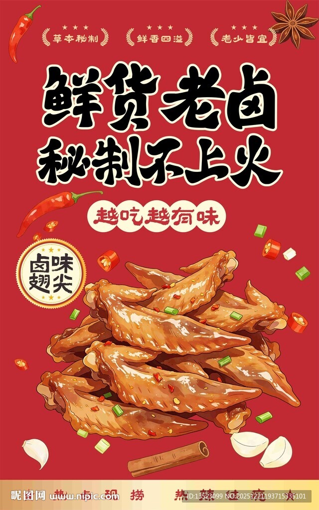 鲜香老卤秘制鸭翅尖海报展板