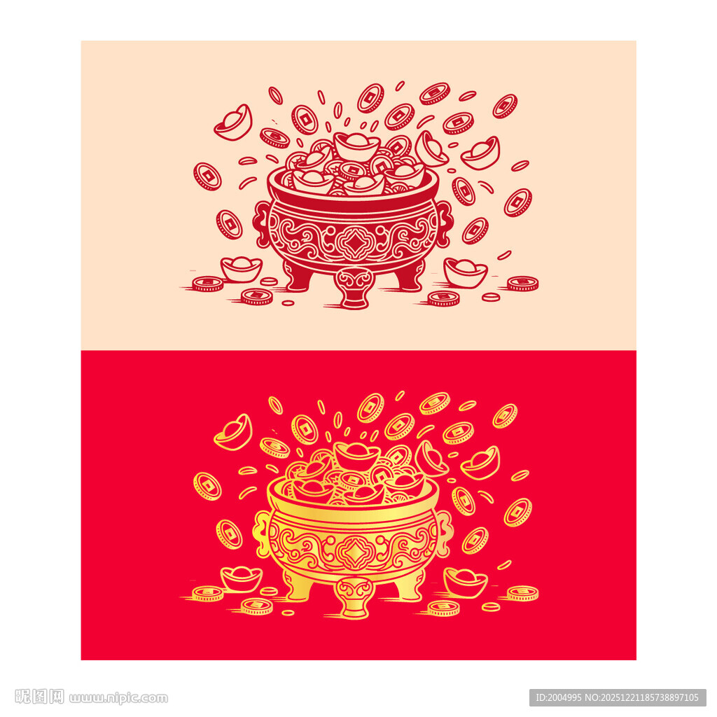 中式传统聚宝盆图案设计