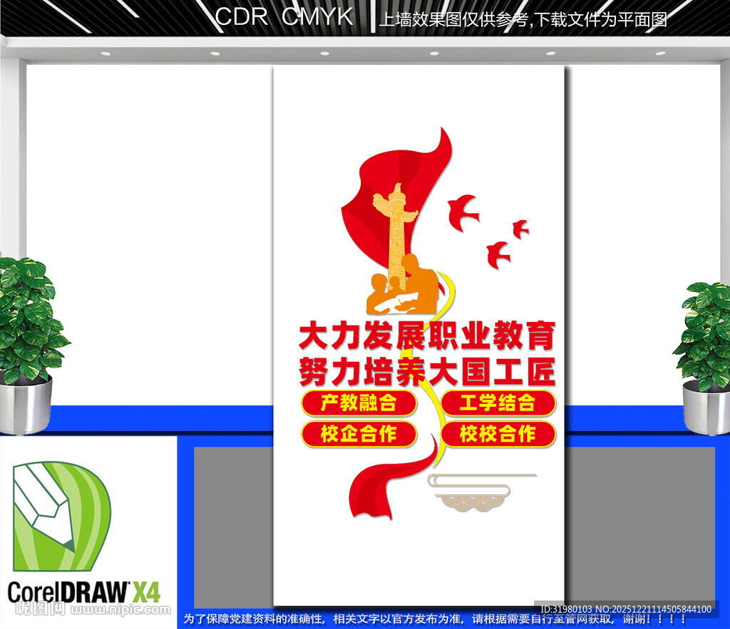 竖版推进职业教育发展文化墙