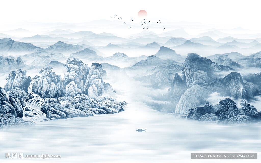 远山近水水墨风景