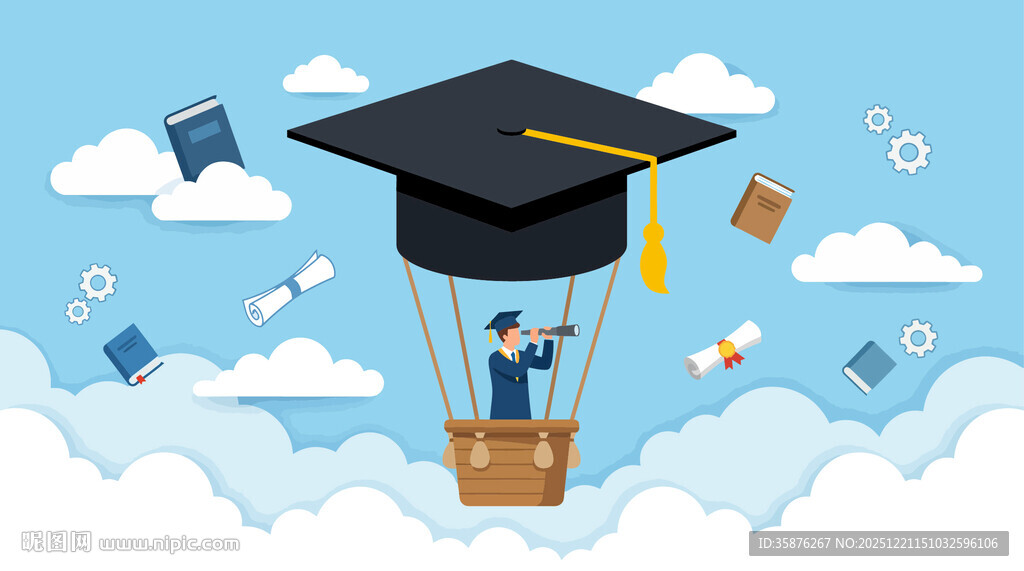 毕业学子搭乘学位帽热气球探索未