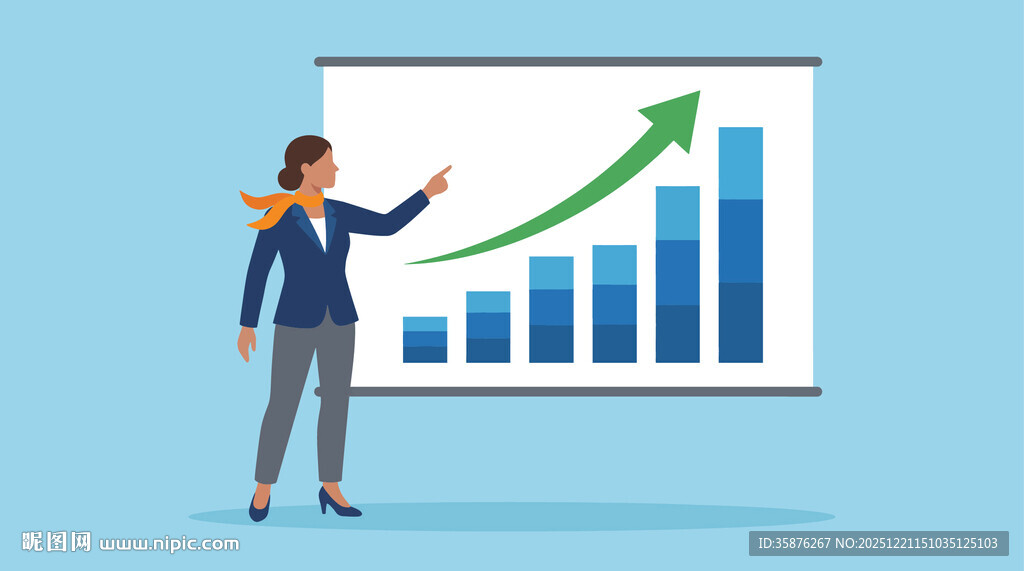 商务精英进行业绩增长演示与战略