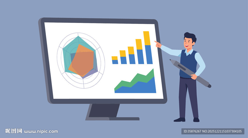 商务专员展示多维数据分析与业绩