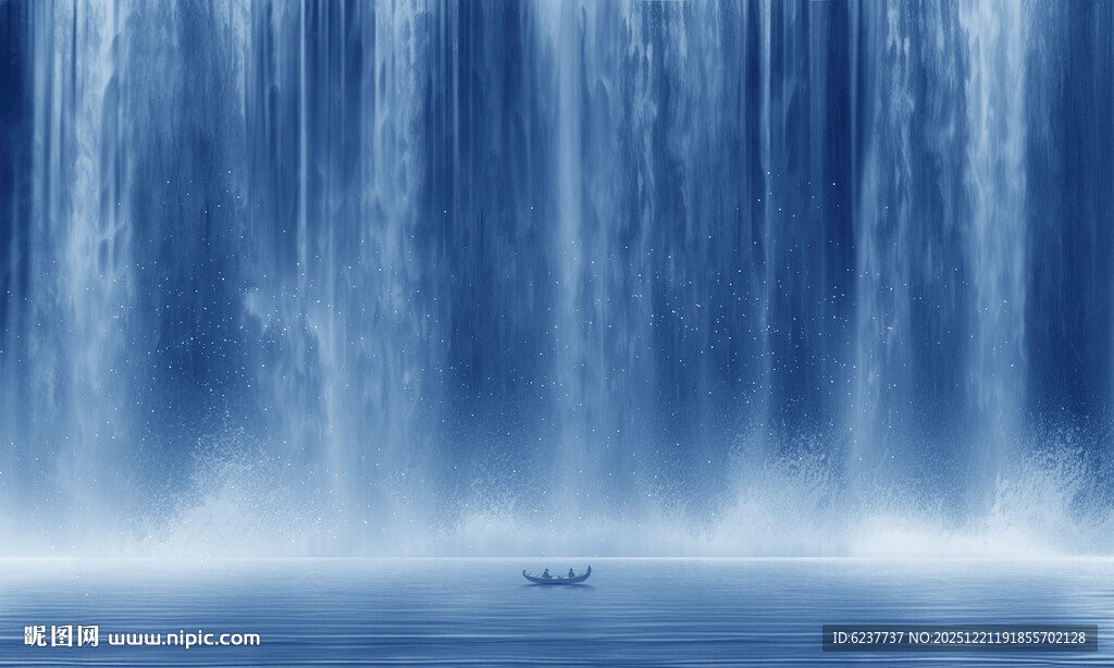 高山流水瀑布山水图