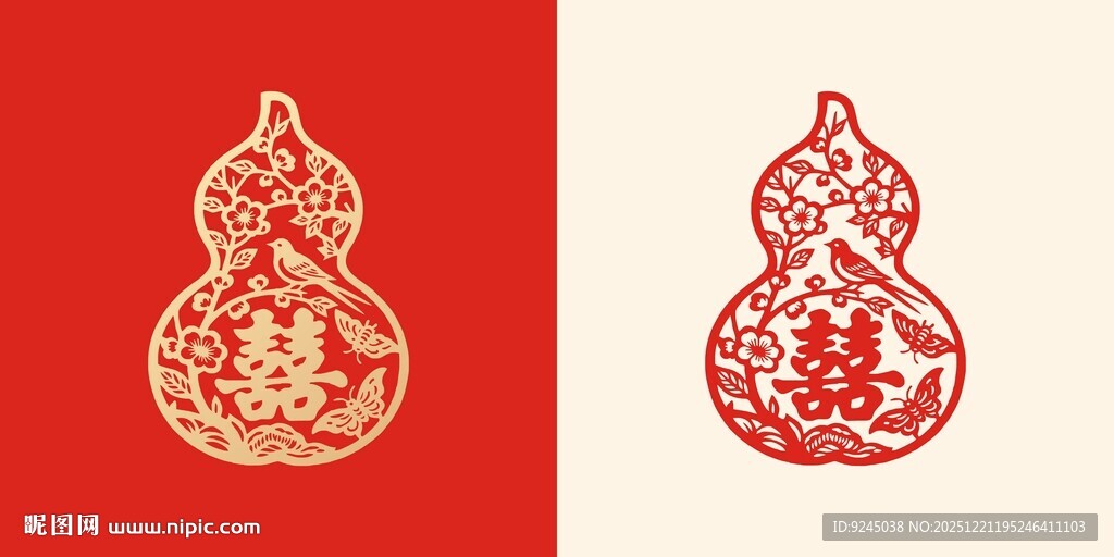 葫芦剪纸图案传统精美