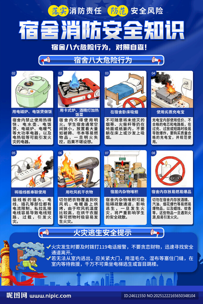 宿舍消防安全知识宣传海报