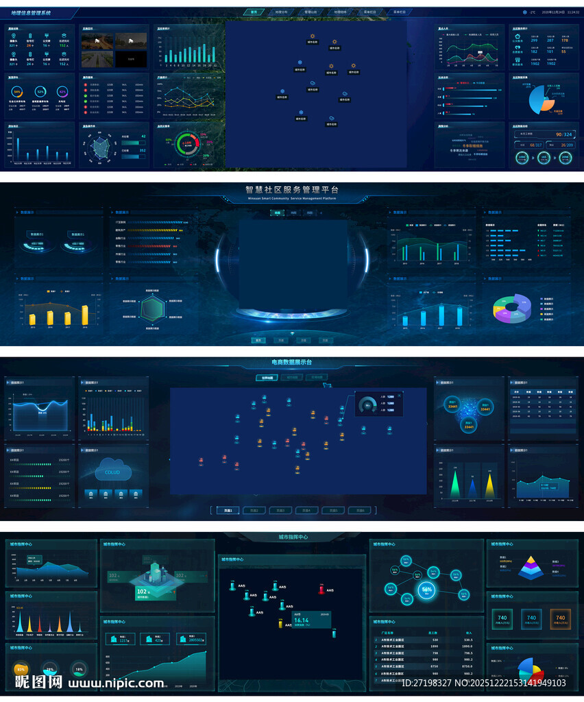 科技感数据可视化界面组图