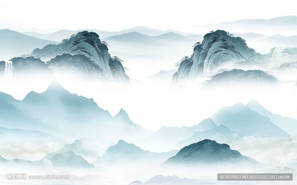 奢雅 高档中式山水 TIF分层