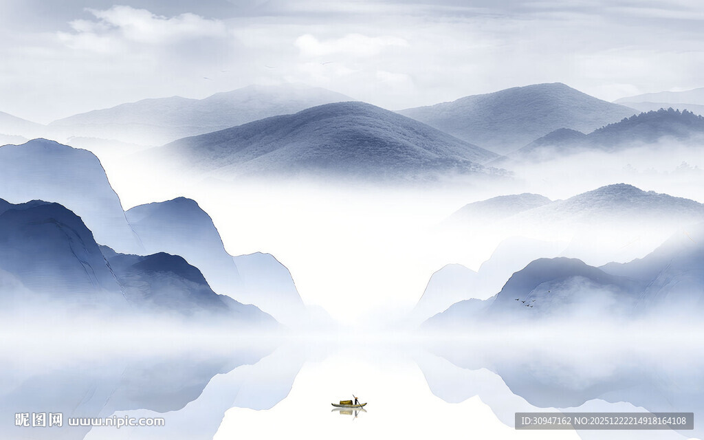 奢雅 简约中式山水 TIF分层