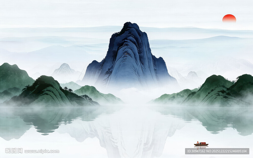 现代 简约中式山水 TIF分层