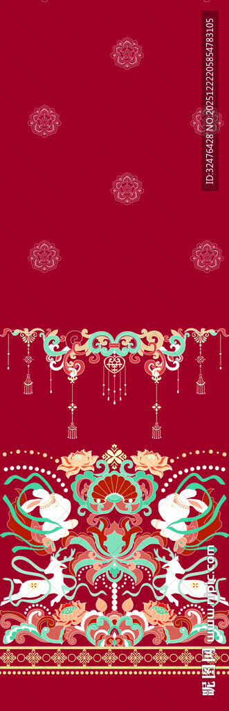 中式传统花纹红色背景图案汉服