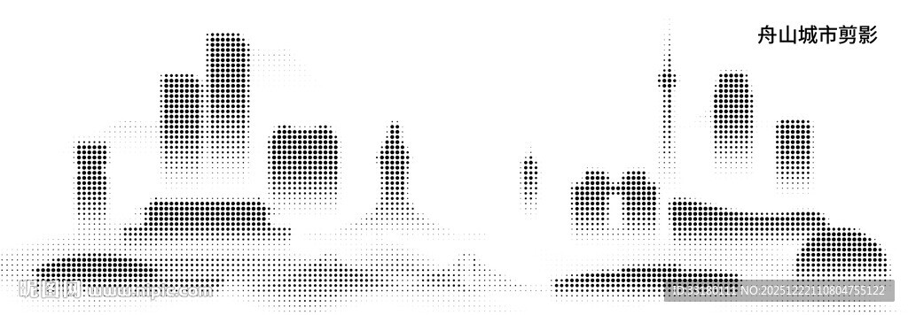 舟山城巿剪影点状图