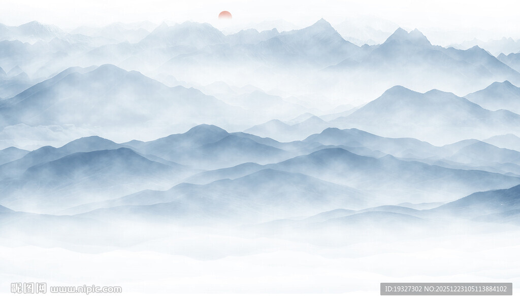 简约水墨意境山水背景墙